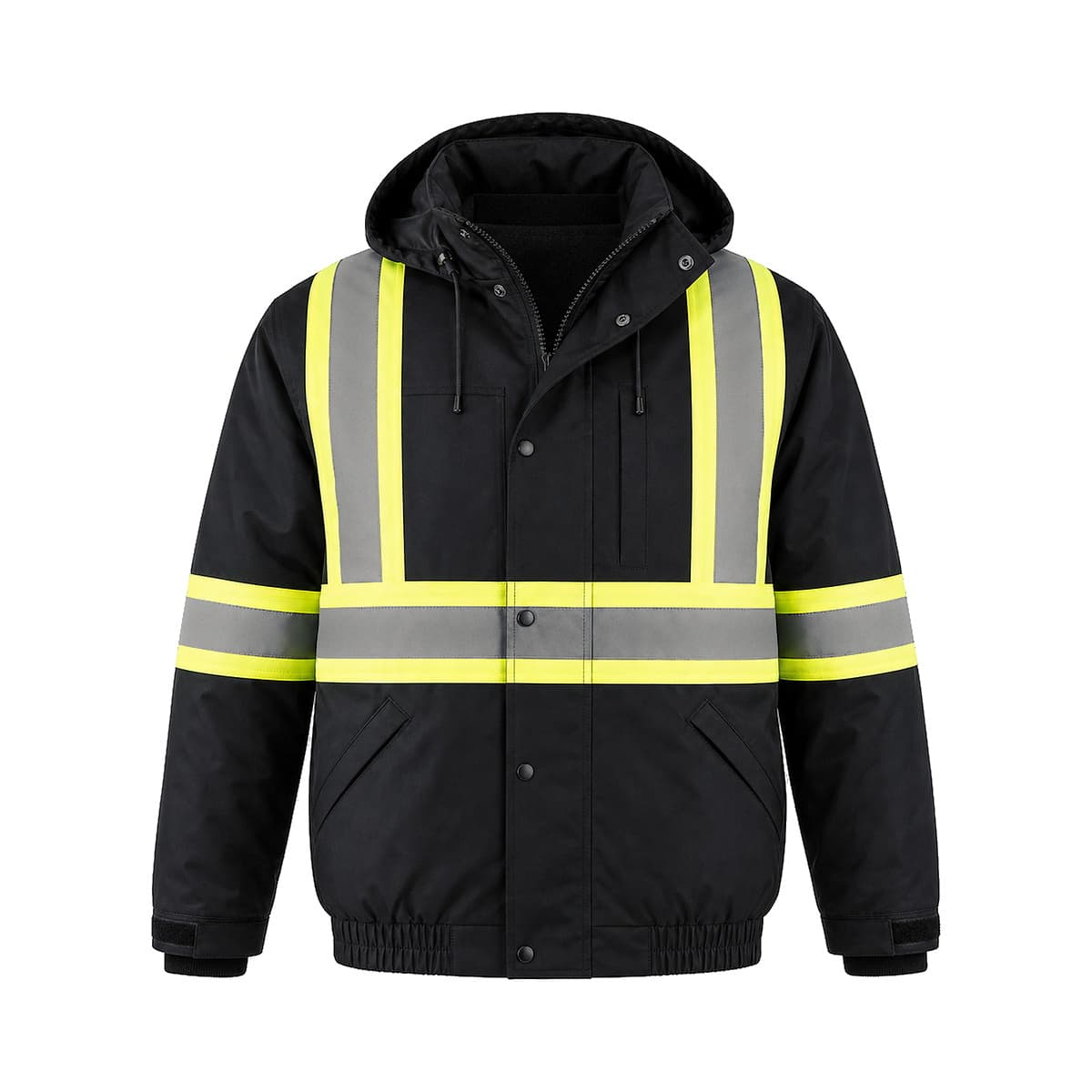 Insulated Work Jacket with Reflective Tapes Black / 8096