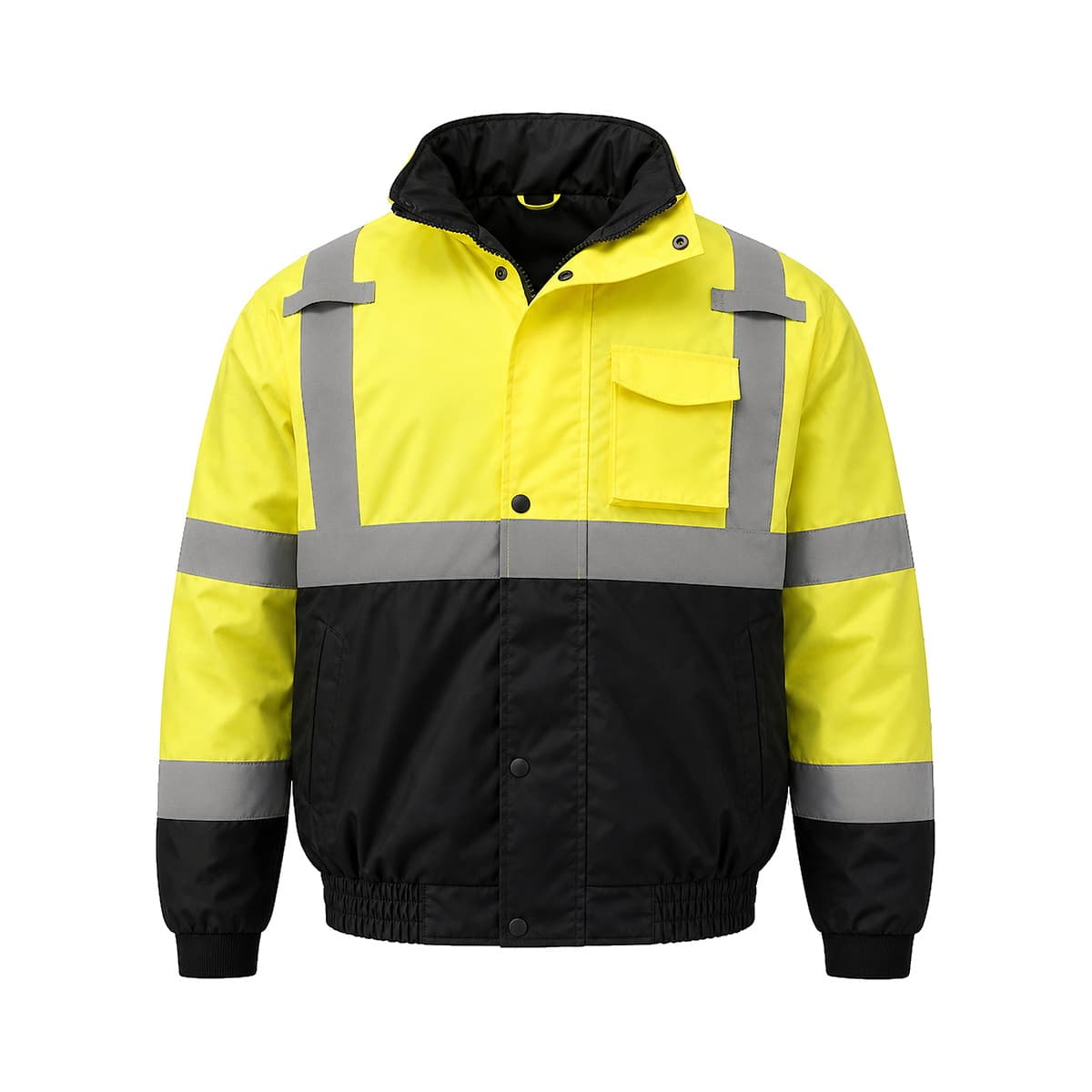 High Visibility Insulated Work Jacket Black/Yellow